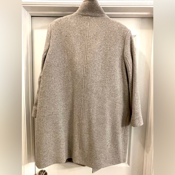 Ralph Lauren Gray Herringbone Wool Coat with Brown Strap Size 14 NWOT - Picture 6 of 7